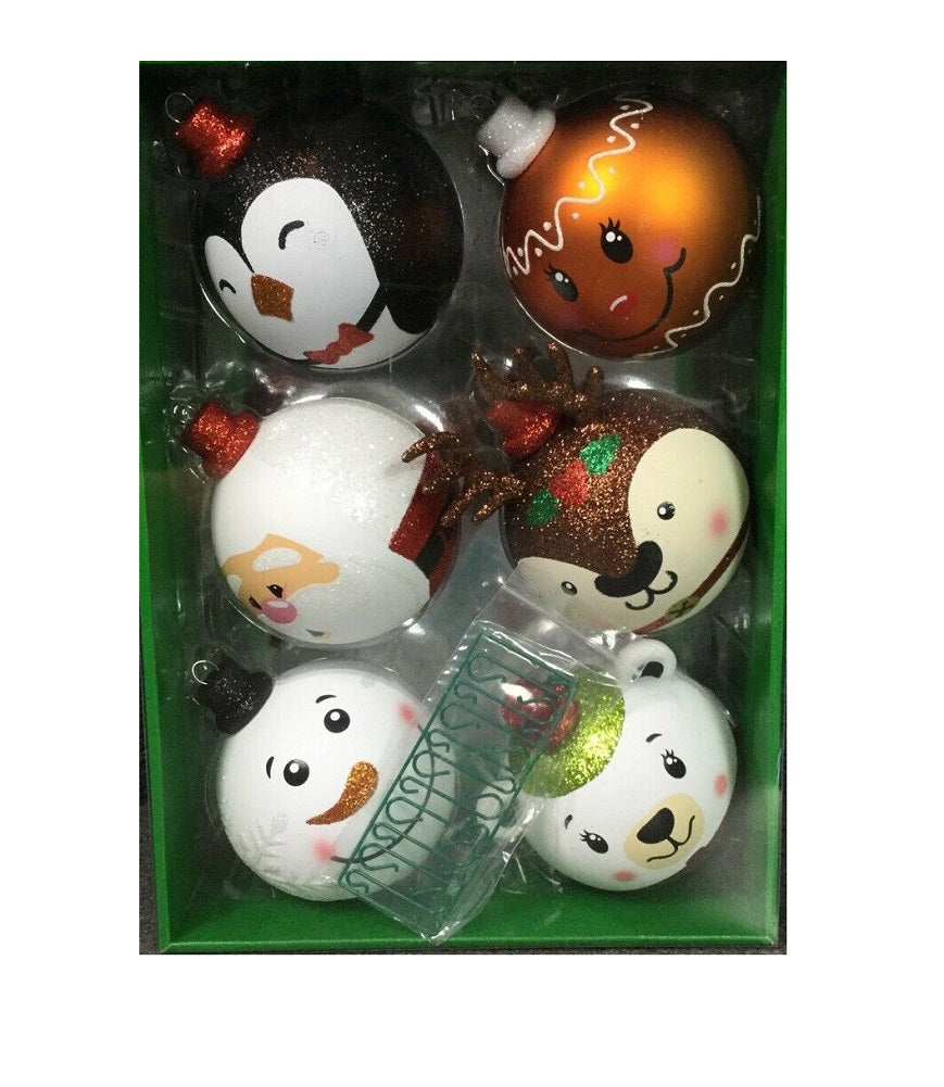CG Hunter Glitter Christmas Ornament 4" Hand Painted Ornaments 6-Pack