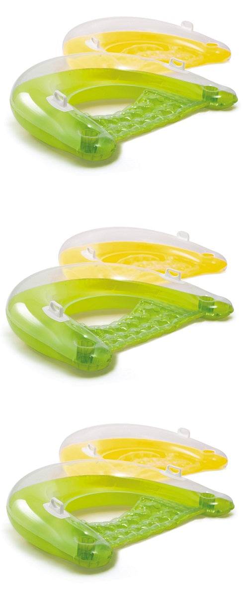 Intex Sit 'N Float Inflatable Lounges Green & Yellow 6-Pack 60" X 39"