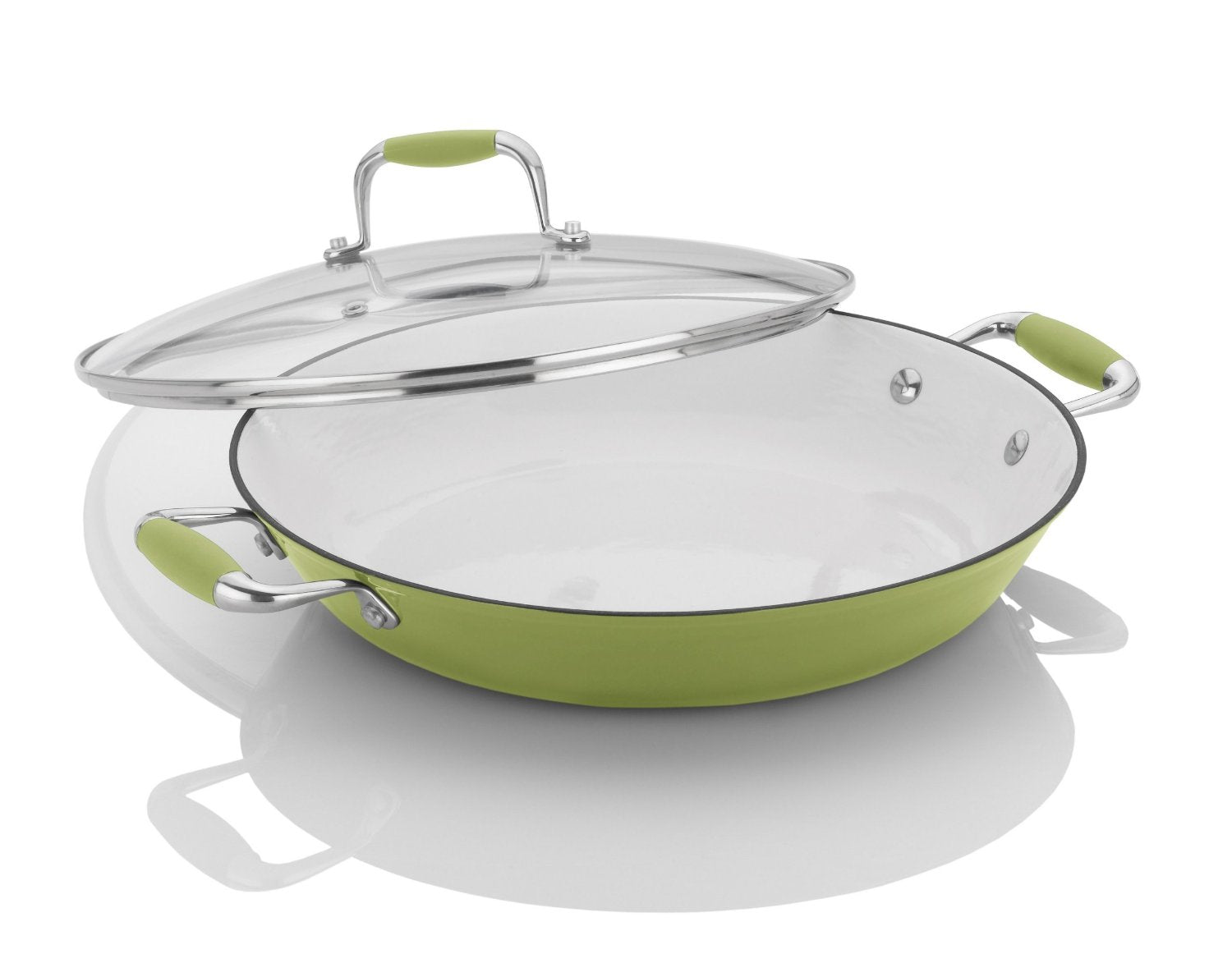 Michelle B. by Fagor Cast Iron Lite Chef's Pan with Lid, Lemon Lime, 12"