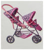 LISSI Deluxe Twin Doll Jogger Purple with Pink Trim and Pink Polka Dots
