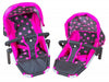 LISSI Deluxe Twin Doll Jogger Black with Pink Trim and Pink Polka Dots