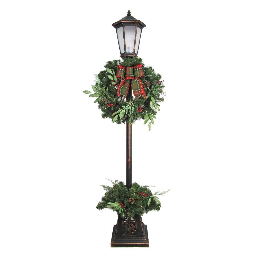 Home Accents Holiday Christmas 7' Woodmoore Lamp Post Warm, Warm White