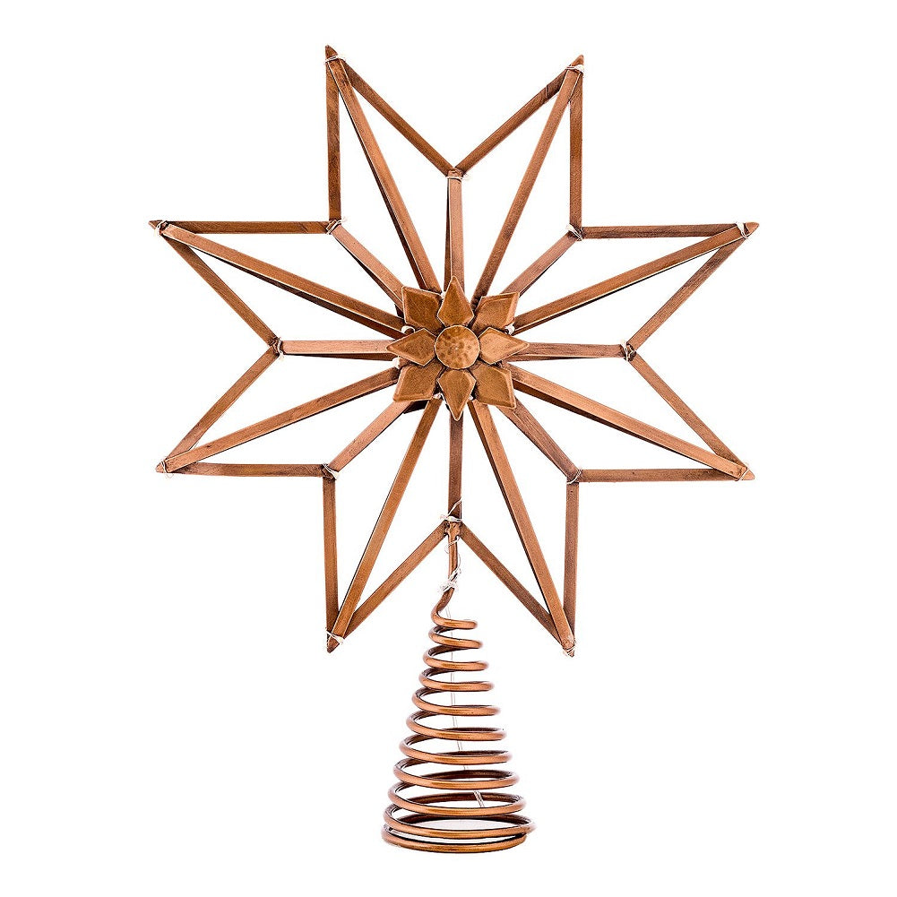 16" Pre-Lit Decorative LED Tree Topper, 8-Point Star (Bronze)