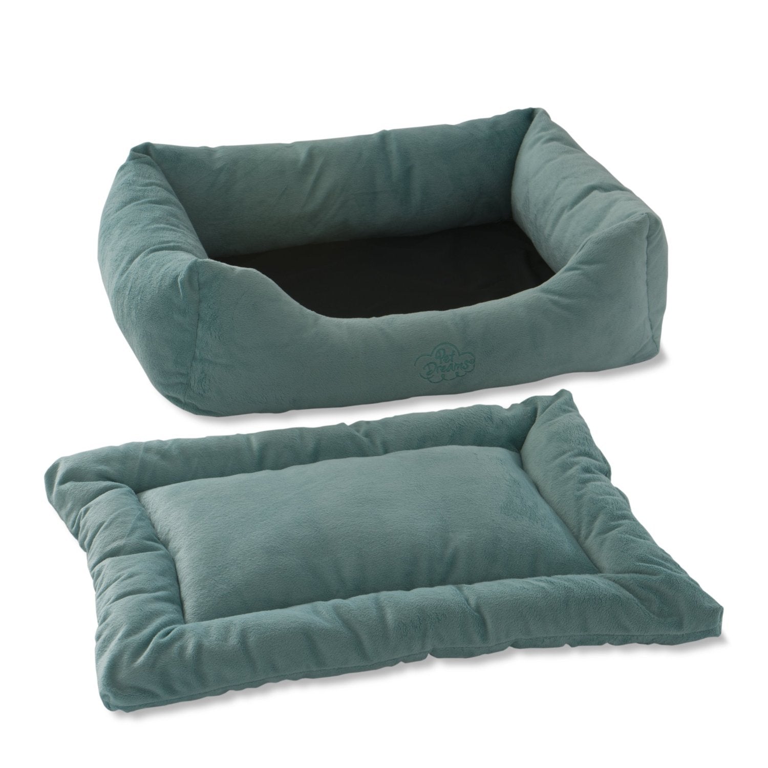 Pet Dreams 2-in-1 Plush Bumper Dog Bed, X-Large, Blue