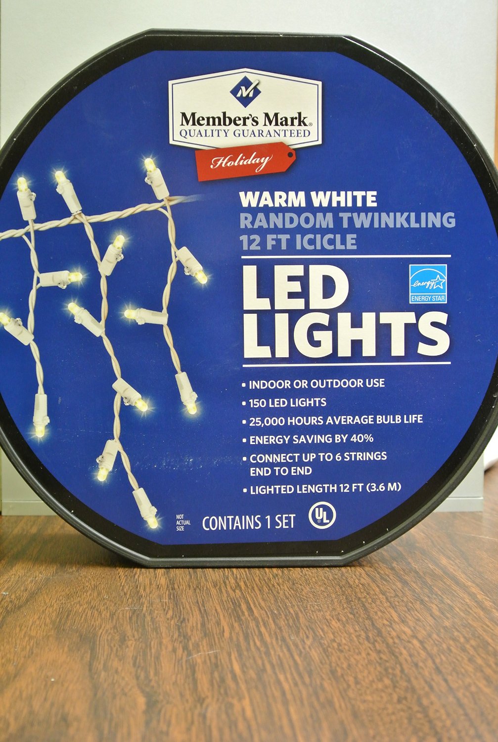 Warm White LED Lights Random Twinkling 12 Ft Icicle