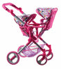 Lissi Modern Twin Doll Double Stroller White with Pink Trim and Hearts