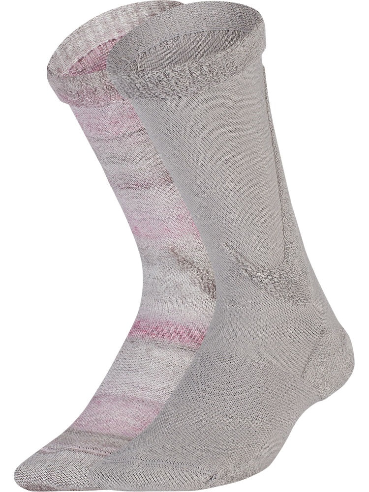 Nike Youth Swoosh Crew Socks (2 Pairs) Racer Pink/Atmosphere Gry Size M 5Y-7Y