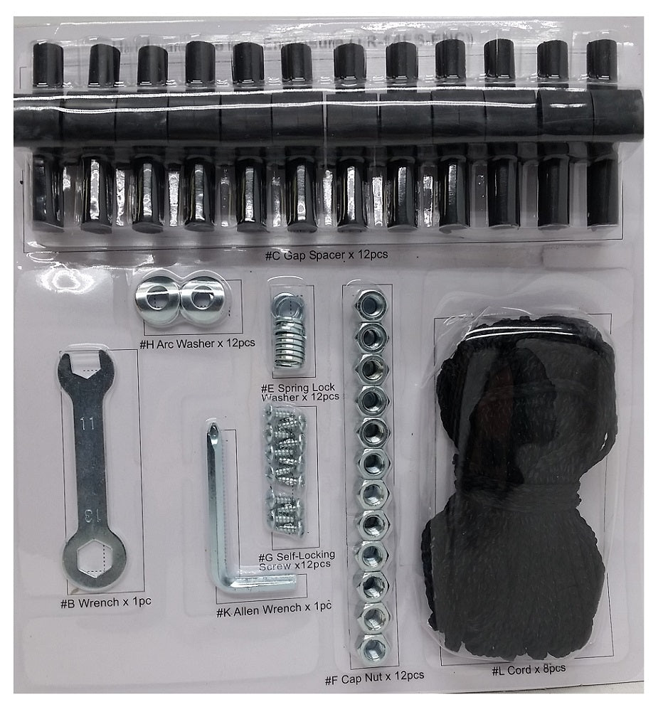 BouncePro Enclosure Hardware Kit for 14' Flex Model Gap Spacer/Cord/Nuts