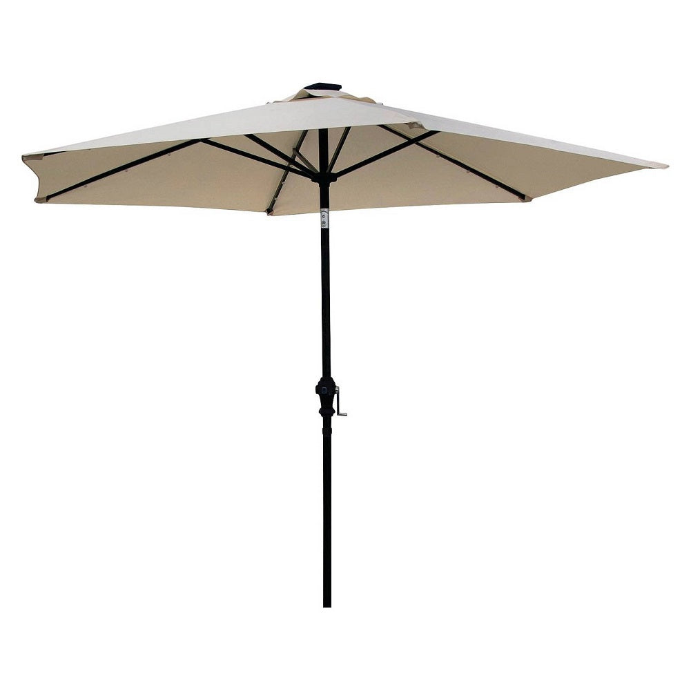 Sun-Ray 9' Solar Lighted Patio Umbrella, Cream
