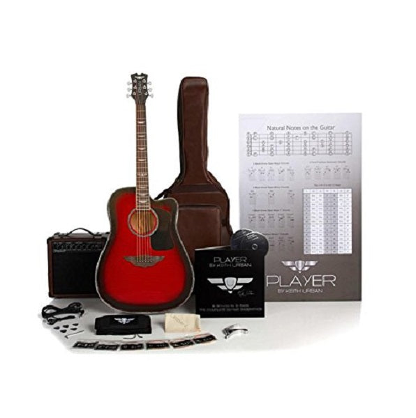 Keith Urban 50-piece Deluxe PLAYER Acoustic-Electric Guitar Package, Crimson