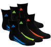 Adidas Youth 6-Pack ClimaLite Quarter-Cut Socks Size: 3Y-9 Black