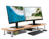 Large Dual Monitor Stand for Computer Screens Solid Bamboo Supports - Natural