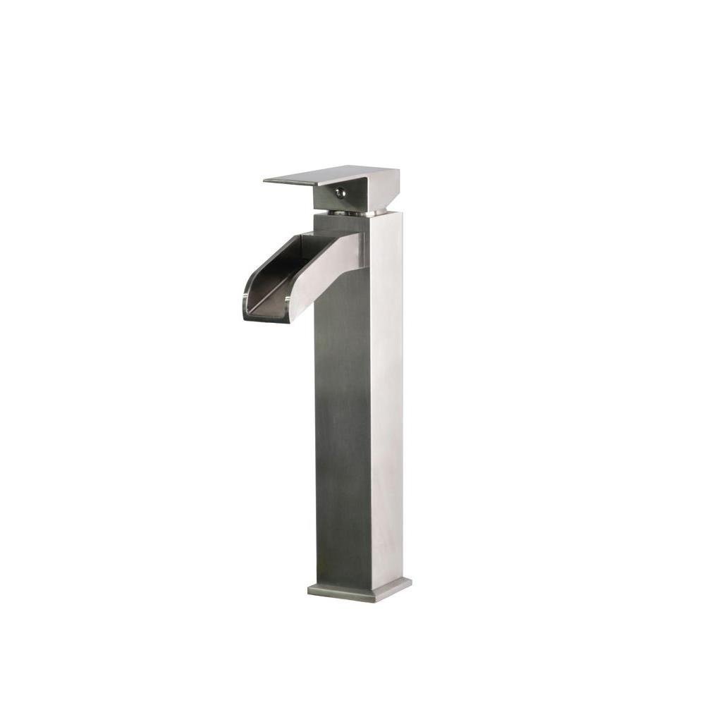 Belle Foret Single Hole 1-Handle High-Arc Bathroom Faucet in Stainless Steel