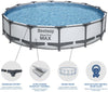 Bestway 56687E Pro MAX Above Ground 15ft x 42in Steel Frame Round Pool Set Gray