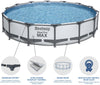 Bestway 56687E Pro MAX Above Ground 15ft x 42in Steel Frame Round Pool Set Gray