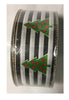 BLACK STRIPES GLITTER CHRISTMAS TREES WIRE EDGE RIBBON 2 1/2" Wide 50 Yds
