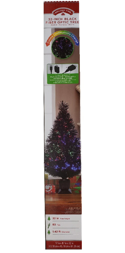 Holiday Time Fiber Optic Concord Christmas Tree 32 in, Black
