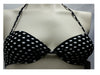 Xhilaration Women's Halter Strappy Bikini Top Black with White Dots, X-Small