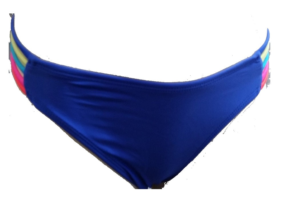 Xhilaration Women's Strappy Bikini Bottom, Blue/Multi-Color Strappy, Medium