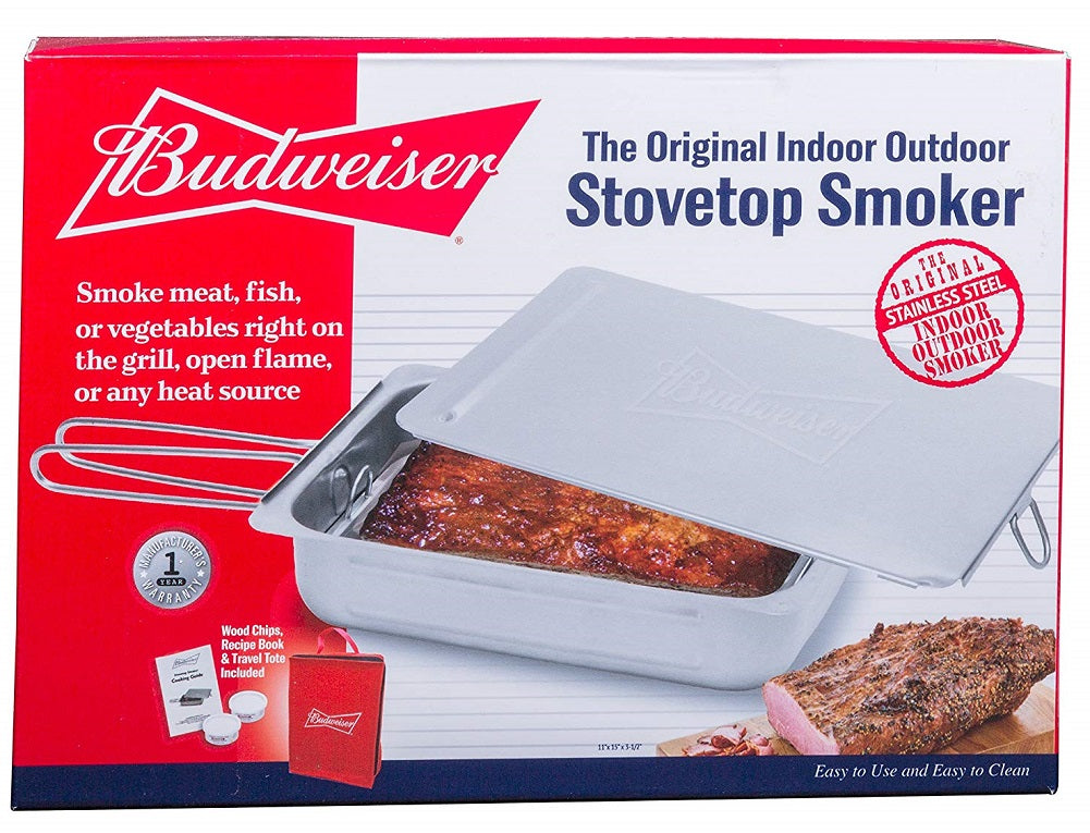 Budweiser The Original Indoor Outdoor Stovetop Smoker Stainless Steel