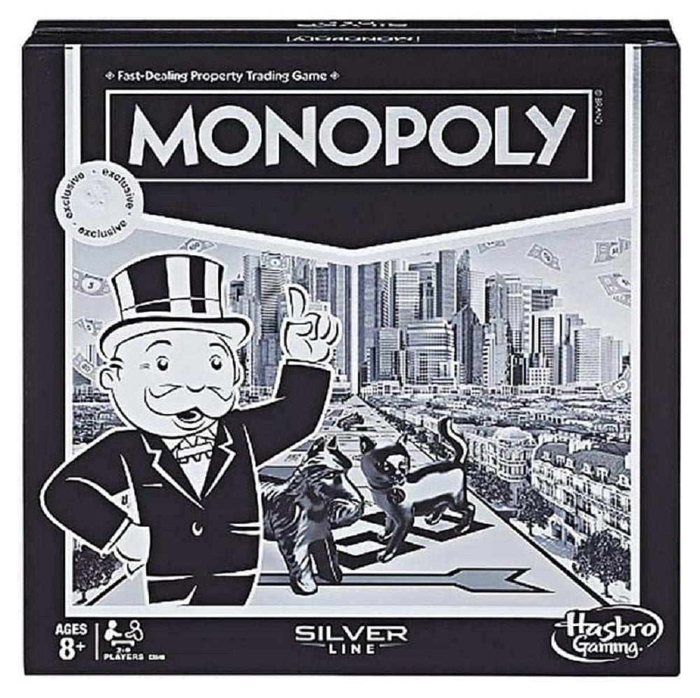 Hasbro Monopoly Silver Line Exclusive Premium Board Game with Foil Board