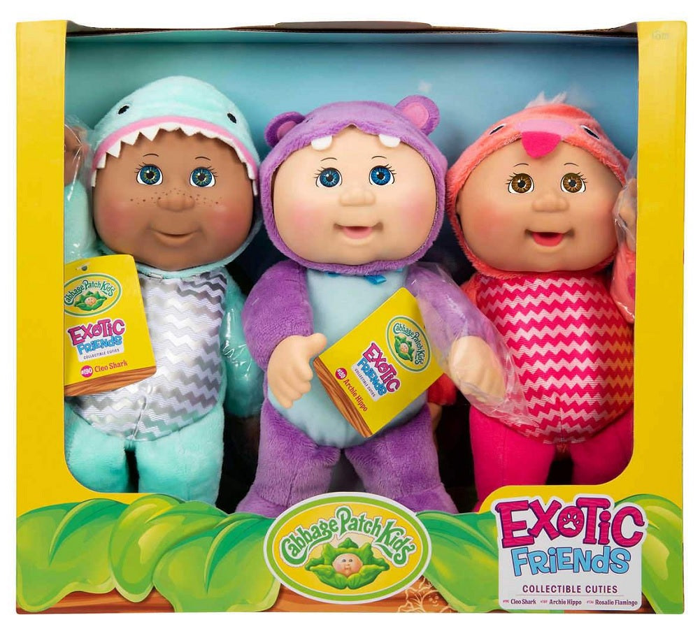 Cabbage Patch Kids Cuties Exotic Friends 3 Pack Cleo, Archie, Rosalie
