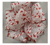 Candy Cane Red Sparkle and White Wire Edge Premium Holiday Tree Decorating Bow Gift Wrapping Ribbon 2.5" Wide by 50 Yards