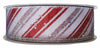 Kirkland Wire Edged Ribbon Red/Silver Glitter Stripes on White 50 yards 1.5 inches