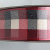 Kirkland Signature Red Black White Gingham Check Plaid Wire Edge Ribbon Christmas 50 Yard Roll 1.5" Wide