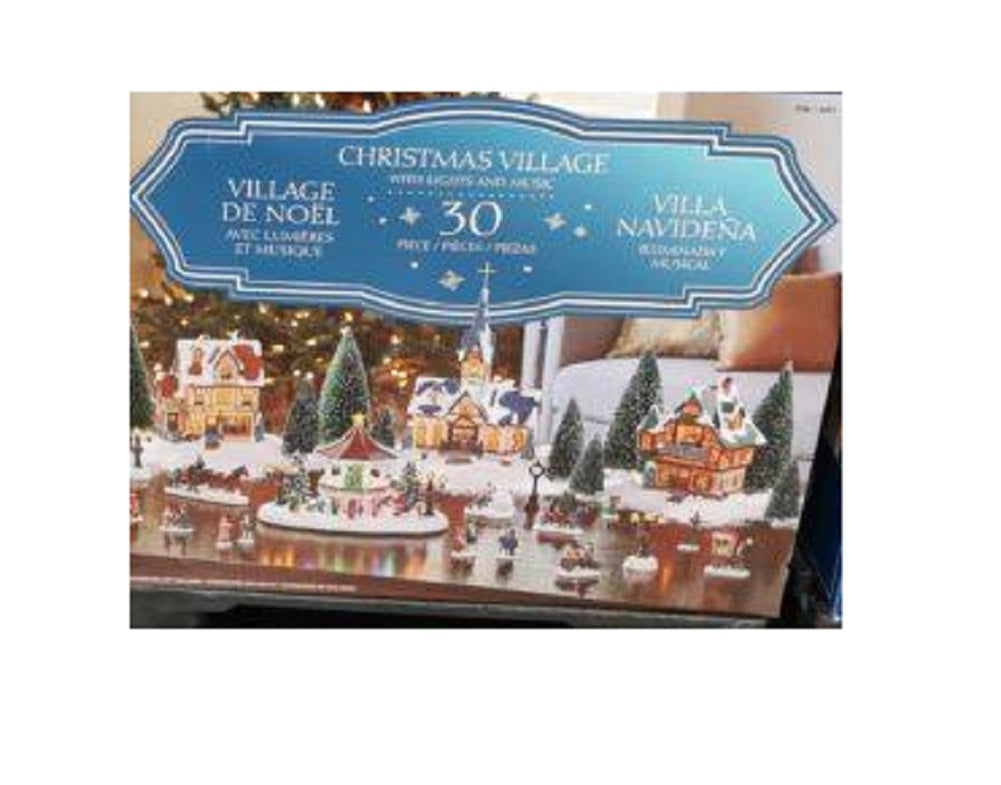 30-Piece Christmas Village with Lighted Gazebo and Music | My Quick Buy