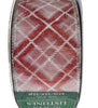 Kirkland Wired Edged Sheer Ribbon Red and White Criss-cross 2.5 in 50 yard
