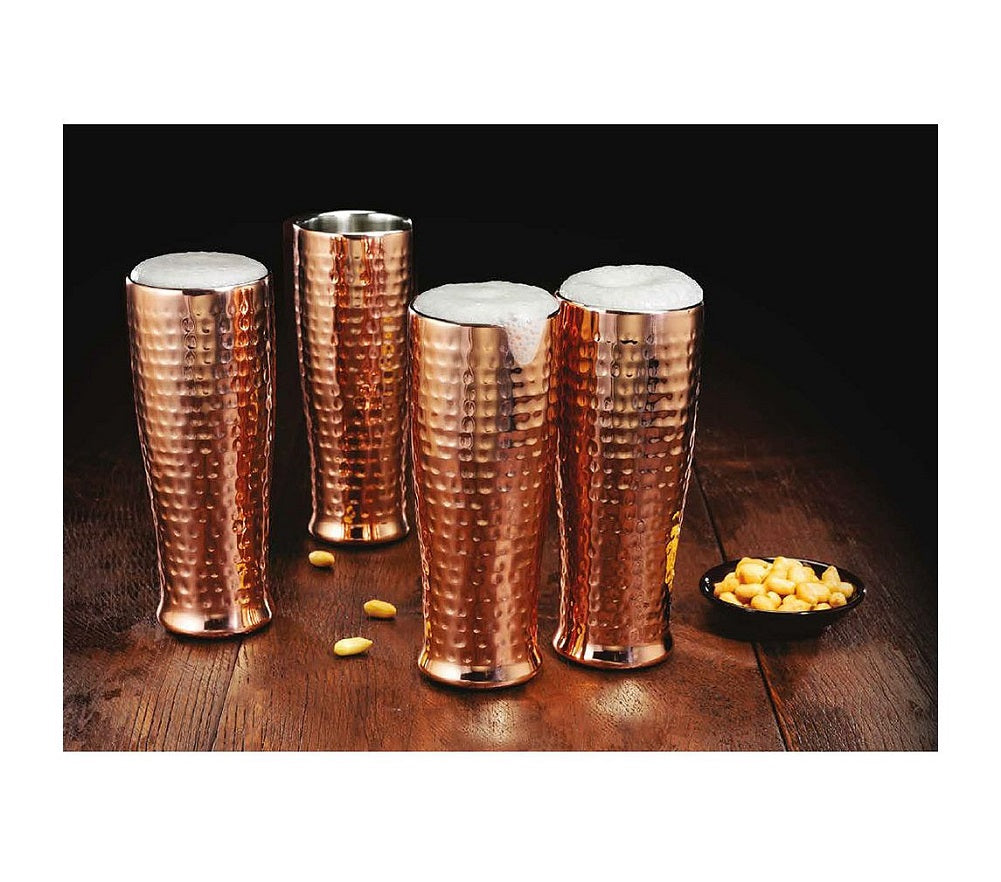 Member's Mark 20 oz Double Walled Hammered Pilsner, Set of 4