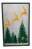 Rustic Holiday Wall Hanging - Reindeer Prancing Over Christmas Trees 24" x 36"