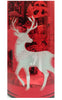 Festive Red Glass with Deer Candle Holders 3-Pack
