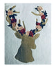 Allen and Roth White Velveteen Christmas Tree Skirt with Metallic Gold Stag Head and Floral Embroidery 56" Round