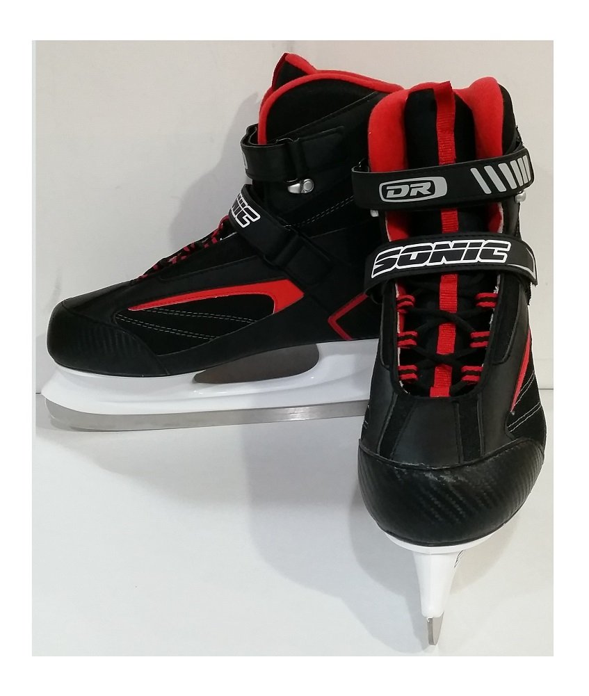 DR Sports Men's Softboot Ice Hockey Skate Black/Red, Size 9