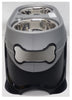 Petmate Easy Reach Diner Elevated Double 3 Cup Dog Feeder Brushed Nickel Black