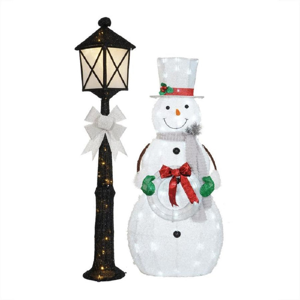 Trim-A-Trim 60-inch Freestanding Snowman and Lamppost with Clear LED Lights