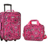 Rockland Rio 2-Piece Carry On Luggage Set 19", Pink Bandana