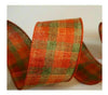 2-Pack Kirkland Orange Fall Plaid Ribbon Metallic Wire Edge 50 yd x 2.5 in