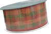 2-Pack Kirkland Orange Fall Plaid Ribbon Metallic Wire Edge 50 yd x 2.5 in