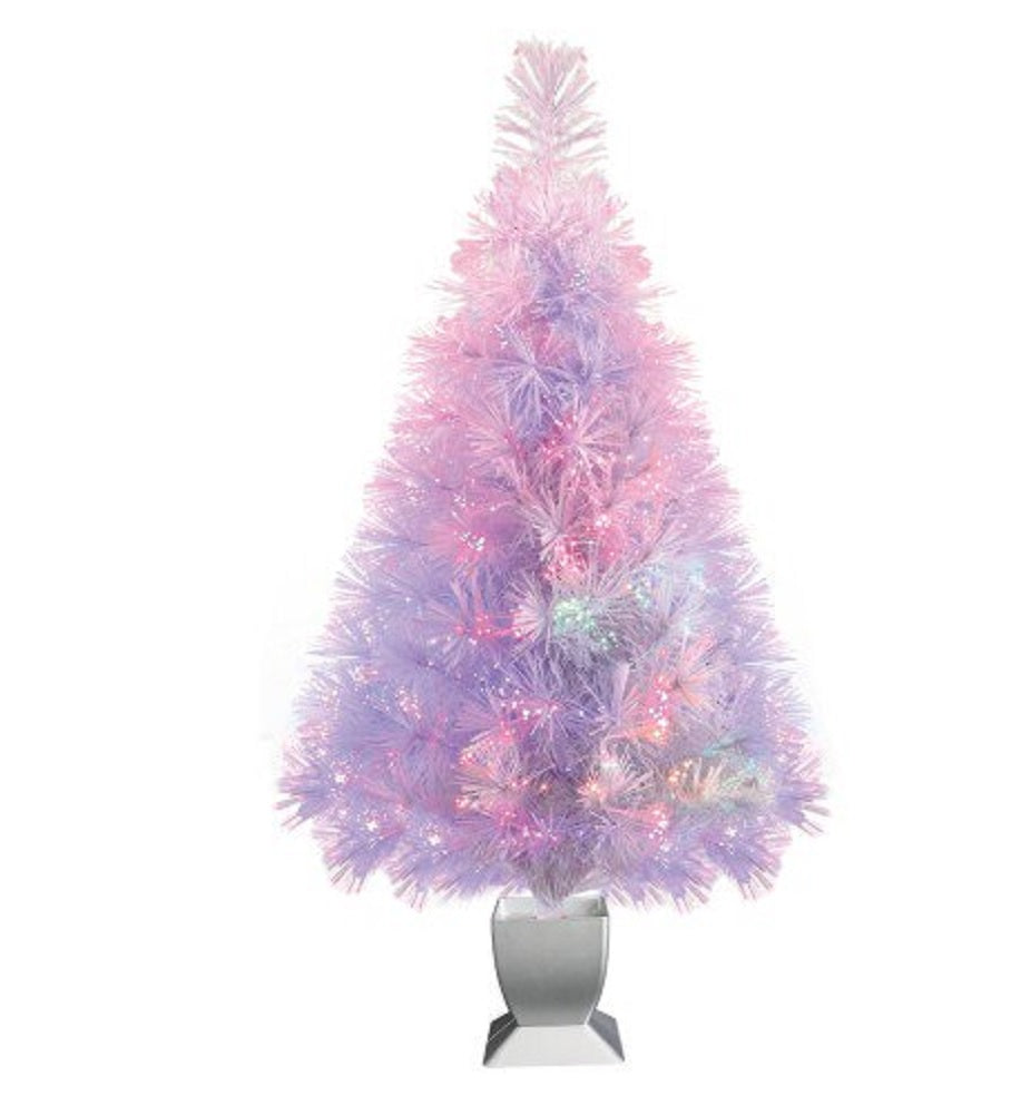 Holiday Time 32-inch White Tinsel Fiber Optic Concord Christmas Tree