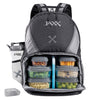 Jaxx FitPak Meal Prep Backpack with Portion Control Container Set, Black/Grey