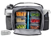 JAXX FitPak Deluxe Meal Prep Bag, Snack Container & Shaker Bottle Grey/Black