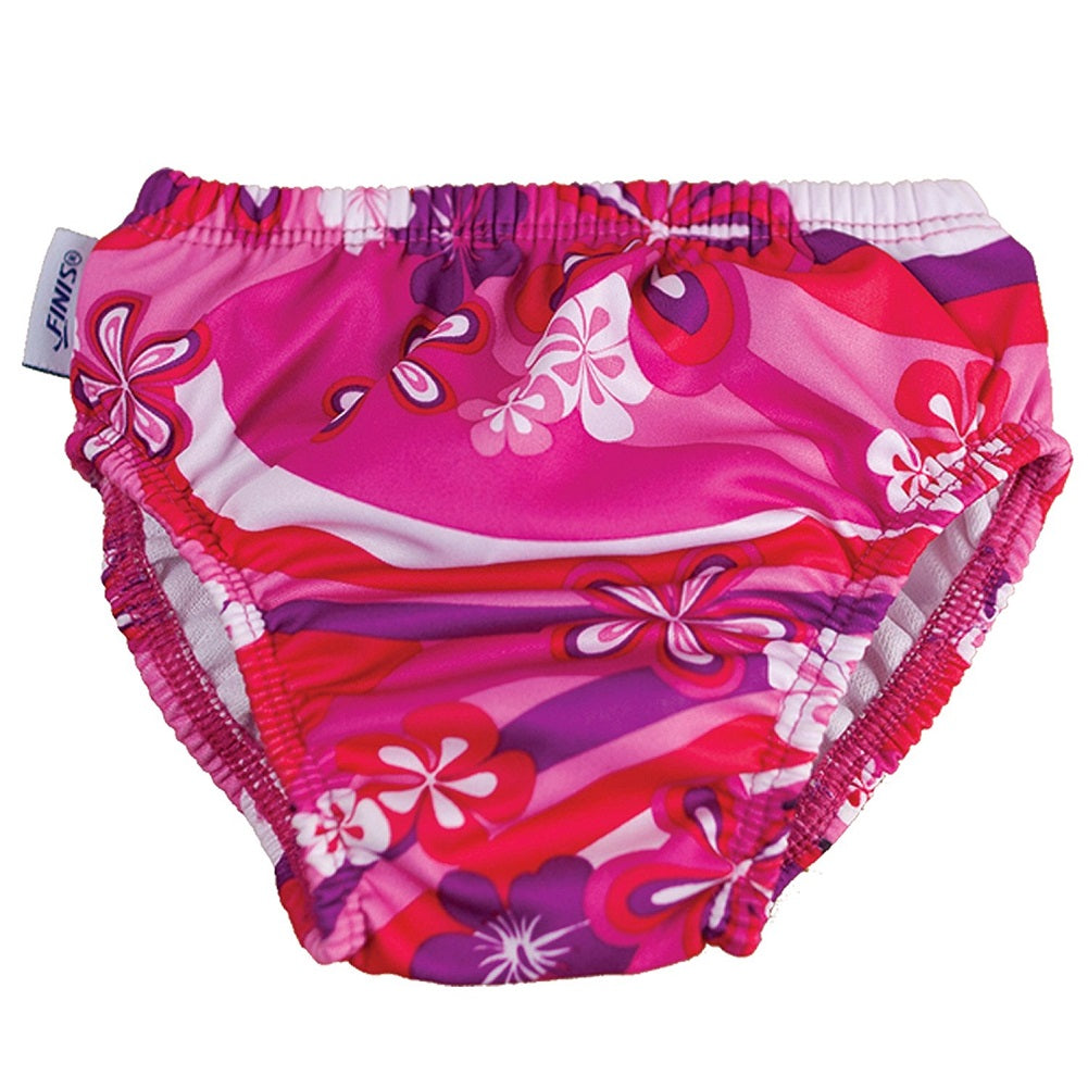 FINIS Flower Power Pink Reusable Swim Diaper, Small (3-6 Months)