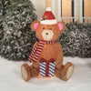 Holiday Time Light-Up Pop-UP Fluffy Bear Wearing Scarf Santa Hat Holding Gift