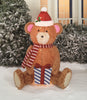 Holiday Time Light-Up Pop-UP Fluffy Bear Wearing Scarf Santa Hat Holding Gift