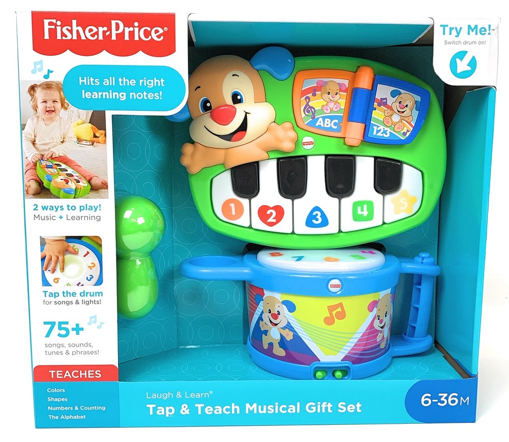Fisher-Price Laugh & Learn Tap & Teach Musical Gift Set with Drum & Piano