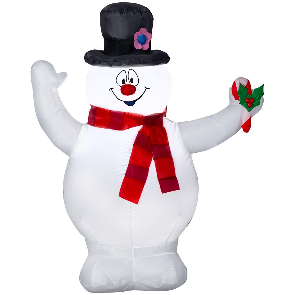 3.5 ft. Pre-lit Inflatable Frosty with Scarf and Holly Berry Candy Cane Airblown