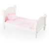 Guidecraft Wooden Doll Bed, White, for Dolls up to 21"